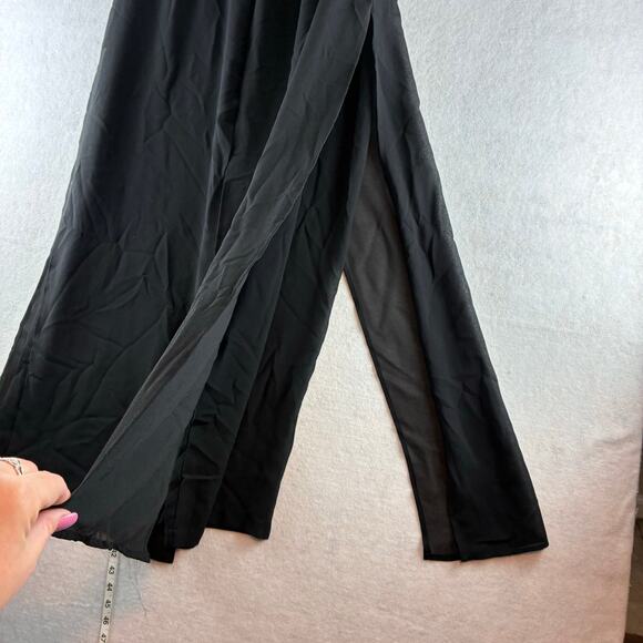 KS Women's Collection Black Pull On Pants Flowy Sheer Lined Swim Cover Beach 14W - Picture 2 of 12